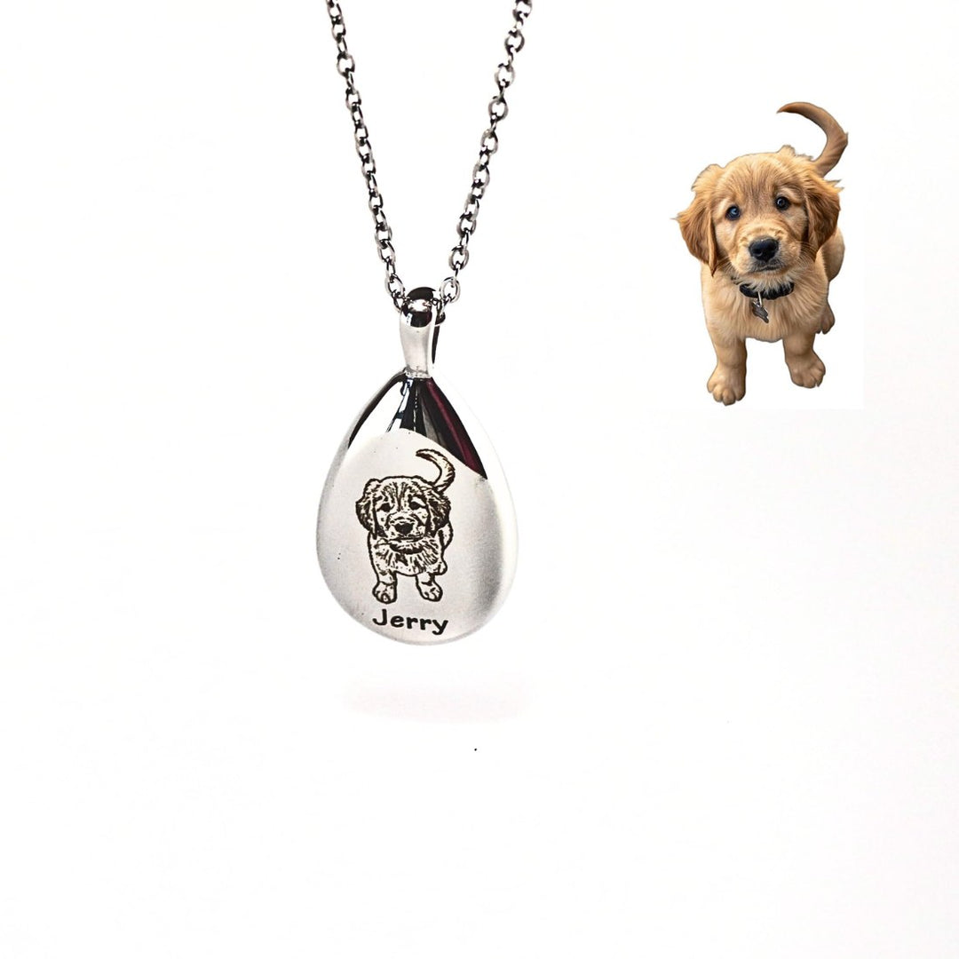 Collier urne en forme de larme pour chien