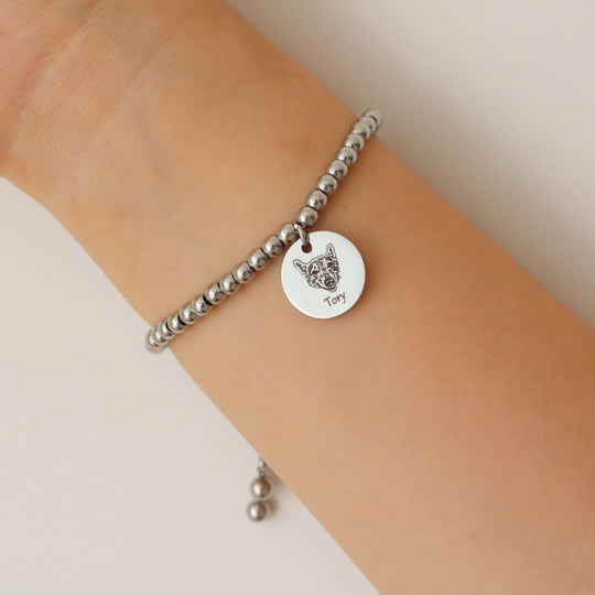 Woofyboo silver adjustable pet face engraved bracelet 