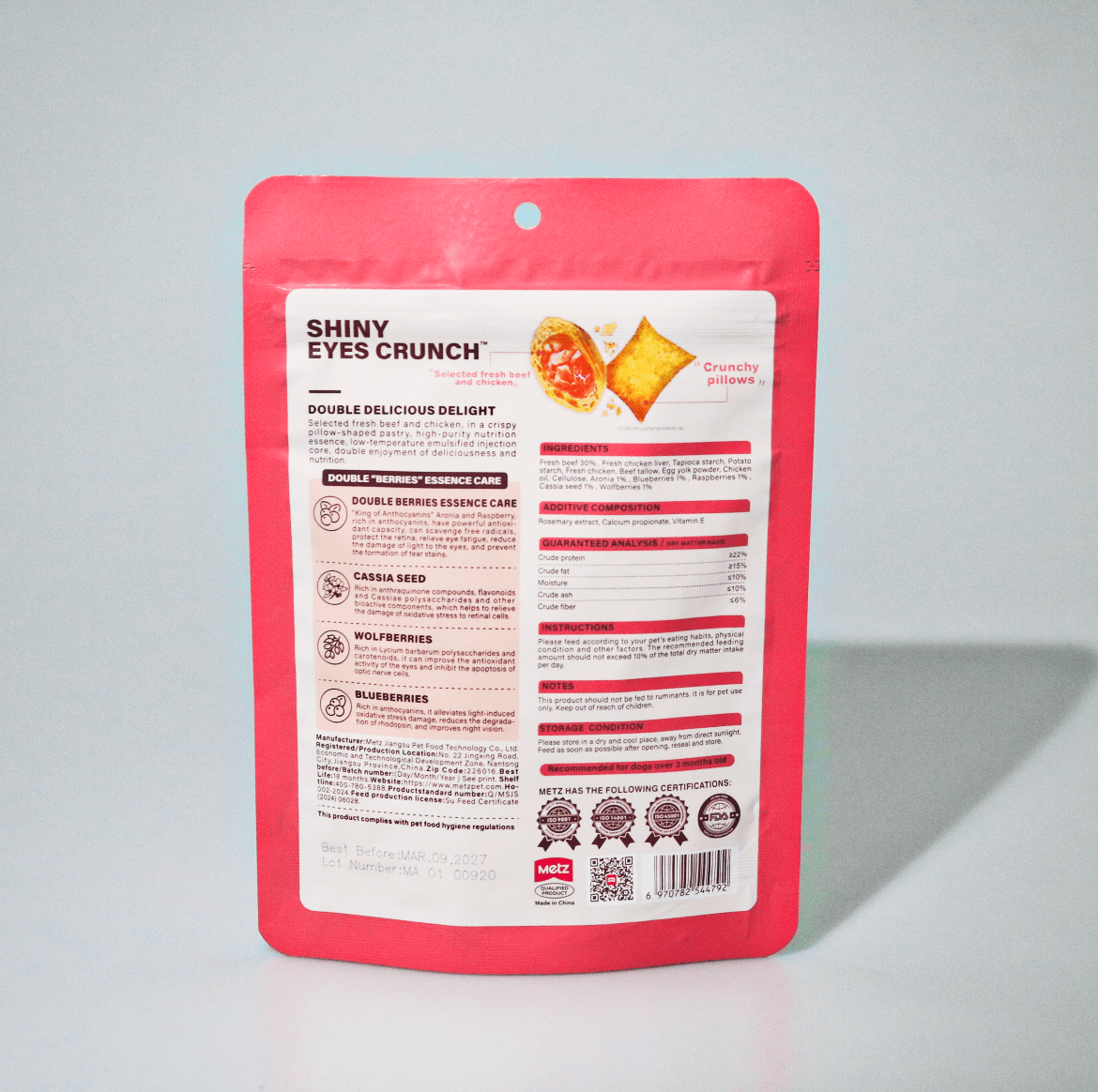 METZ Shiny Eyes Crunch Dog Treats Tasty Beef Recipe