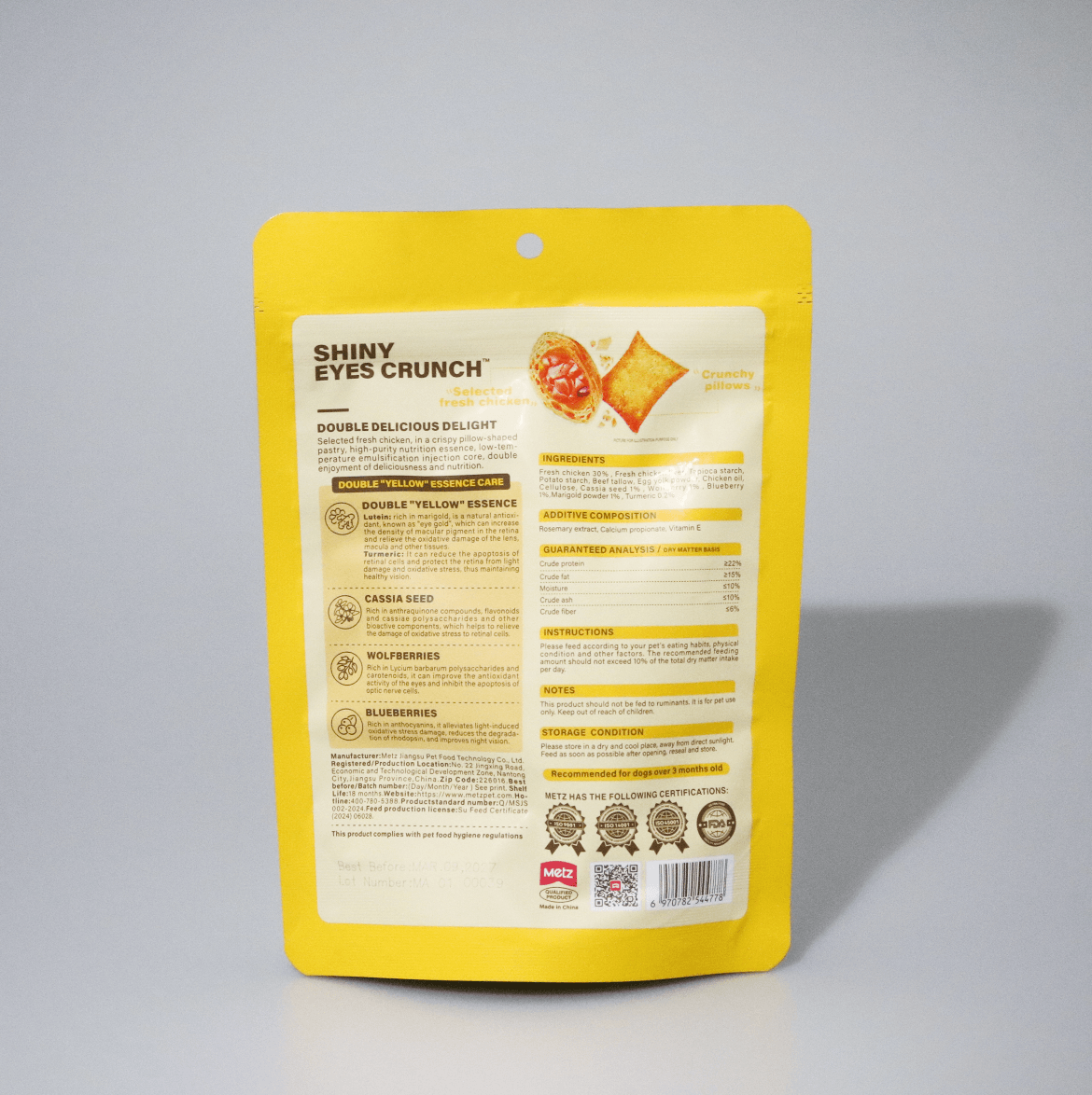 METZ Shiny Eyes Crunch Dog Treats Fresh Chicken Recipe