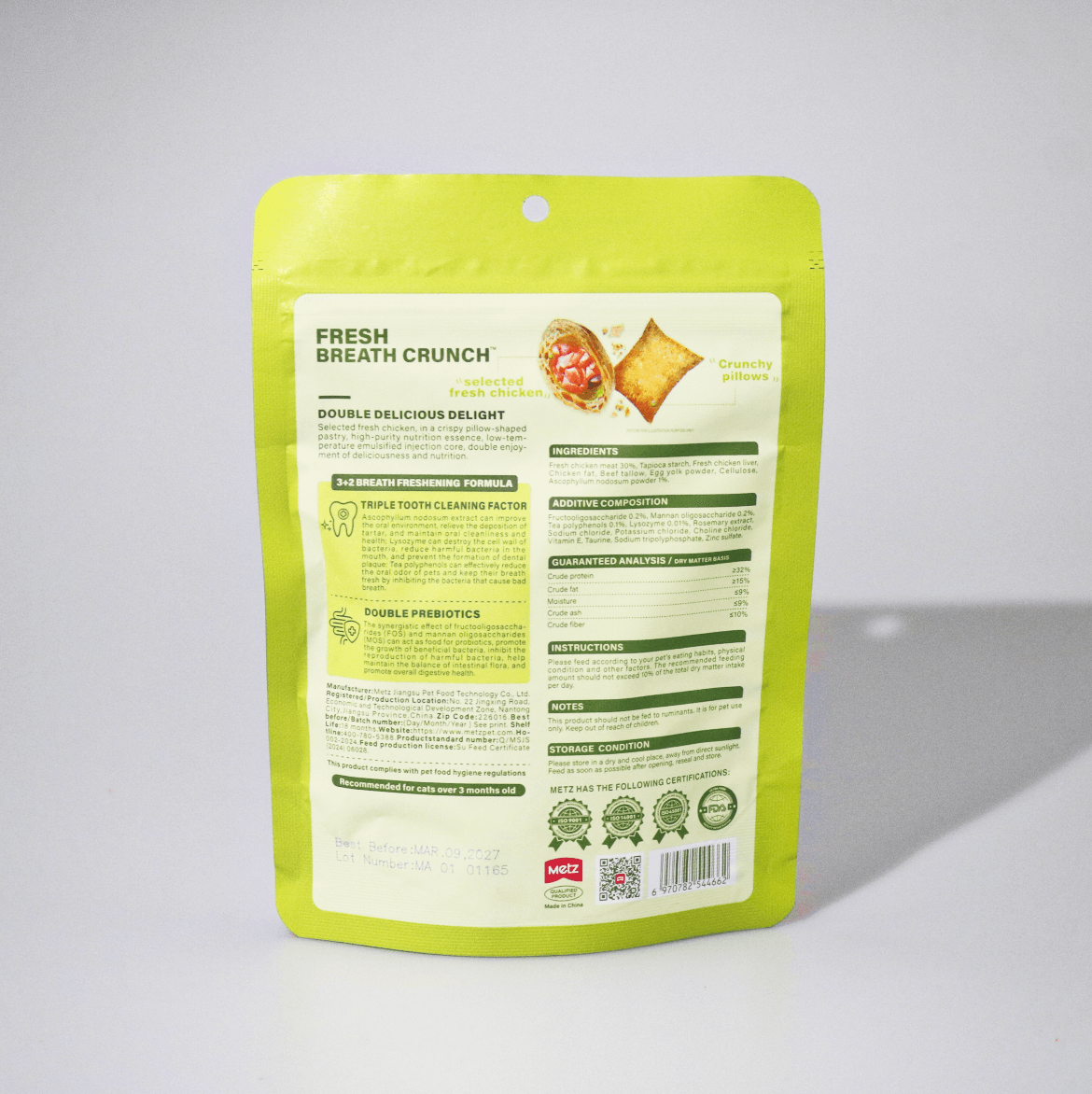 METZ Fresh Breath Crunch Cat Treats Fresh Chicken Recipe